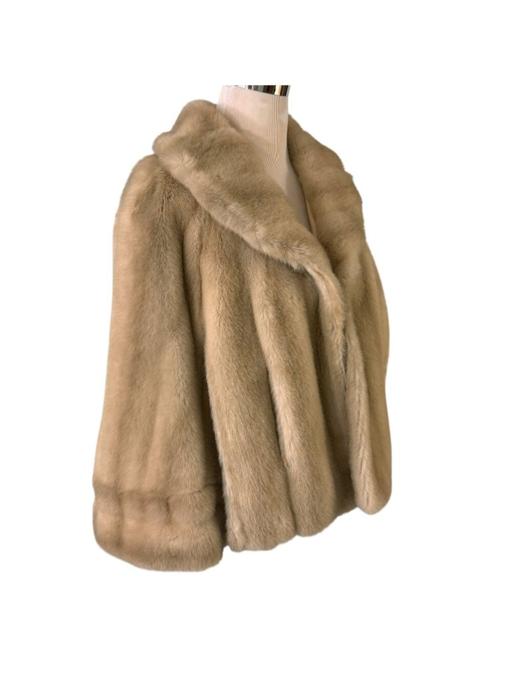 Tissavel France Blonde Faux Fur Cape Stole Vintage 1960s Size M Union Label USA